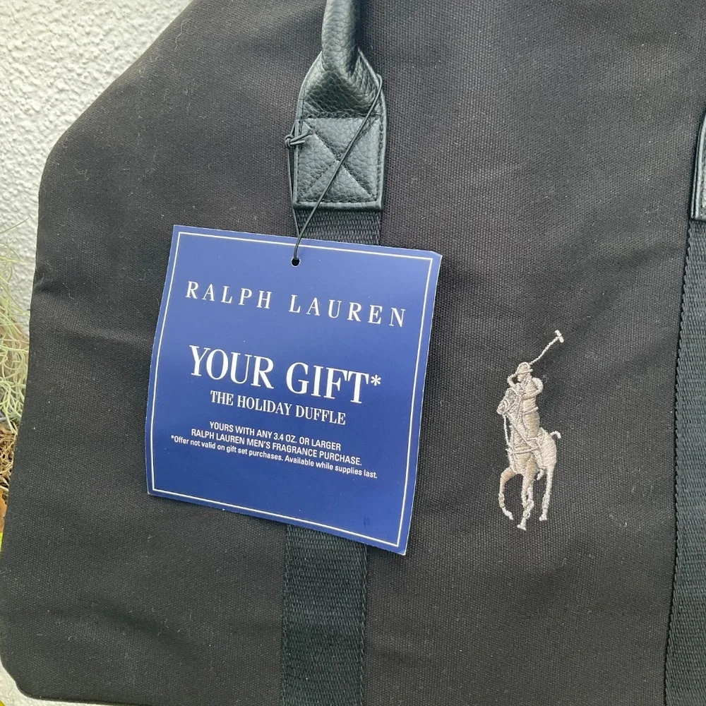 Ralph Lauren Polo Black Canvas Duffel Bag NWT